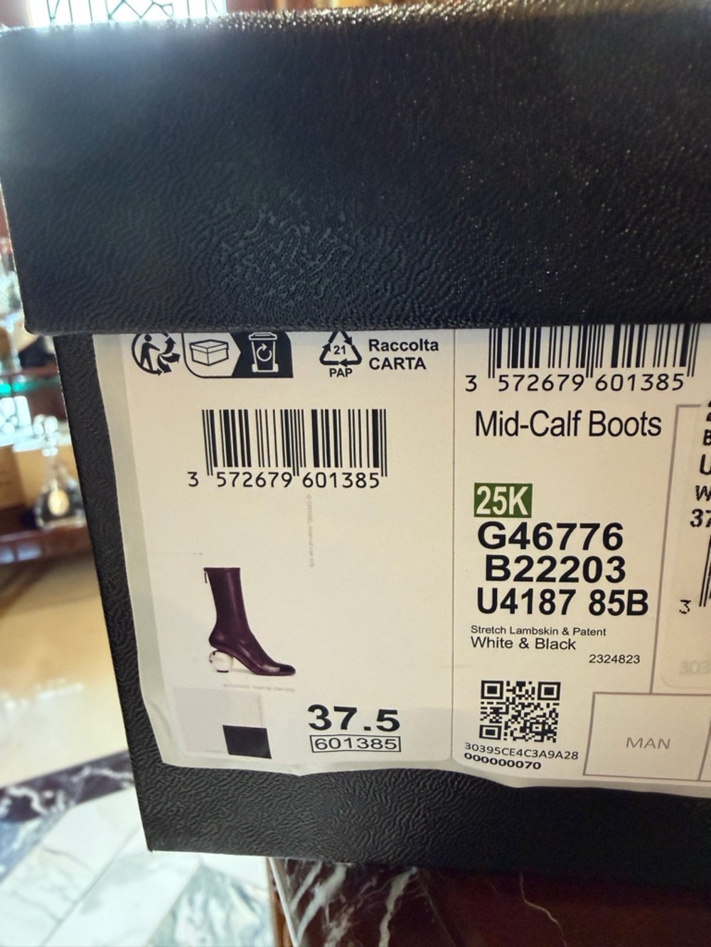 CHANEL White Over-the-Knee Boots with Black Cap Toe and Pearl Heel - Picture 5 of 5